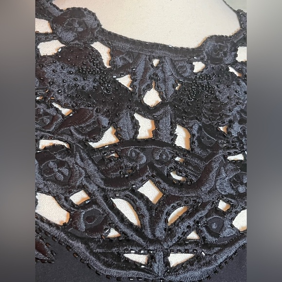 Designer Black Embroidered-Yoke Formal Column Gown Dress Sz 4 $995 Josie Natori - Picture 4 of 7